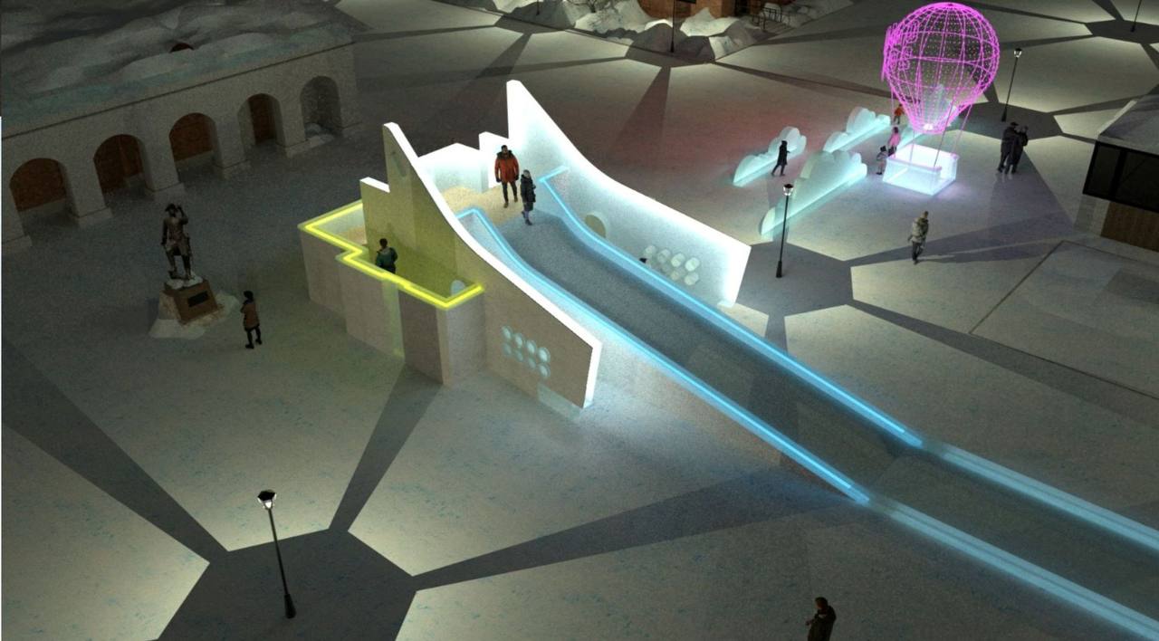 В Омской крепости построят горку в виде крыши-трамплина Музыкального театра