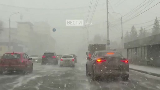 В Омске резко началась снежная буря