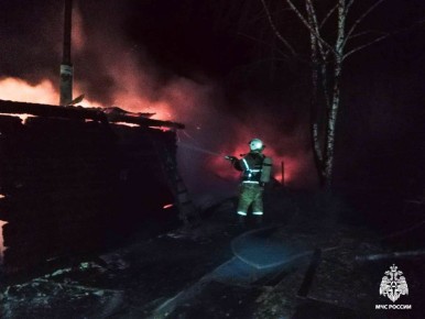 #пожарызасутки. 24 ноября в 04:42 В Тевризе горели частный дом, баня и навес