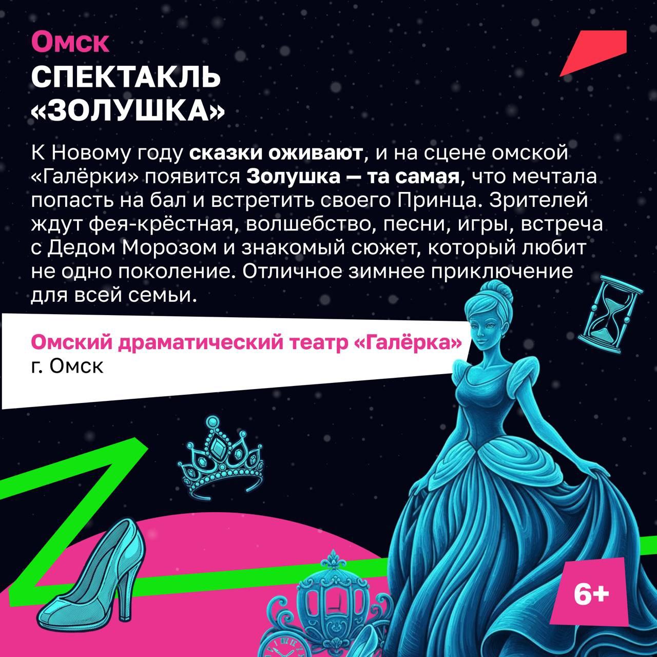«Золушка» (6+) из репертуара омской «Галерки» — в подборке спектаклей, которые можно посетить в зимние праздники по Пушкинской карте от ТГ-канала Национальные проекты