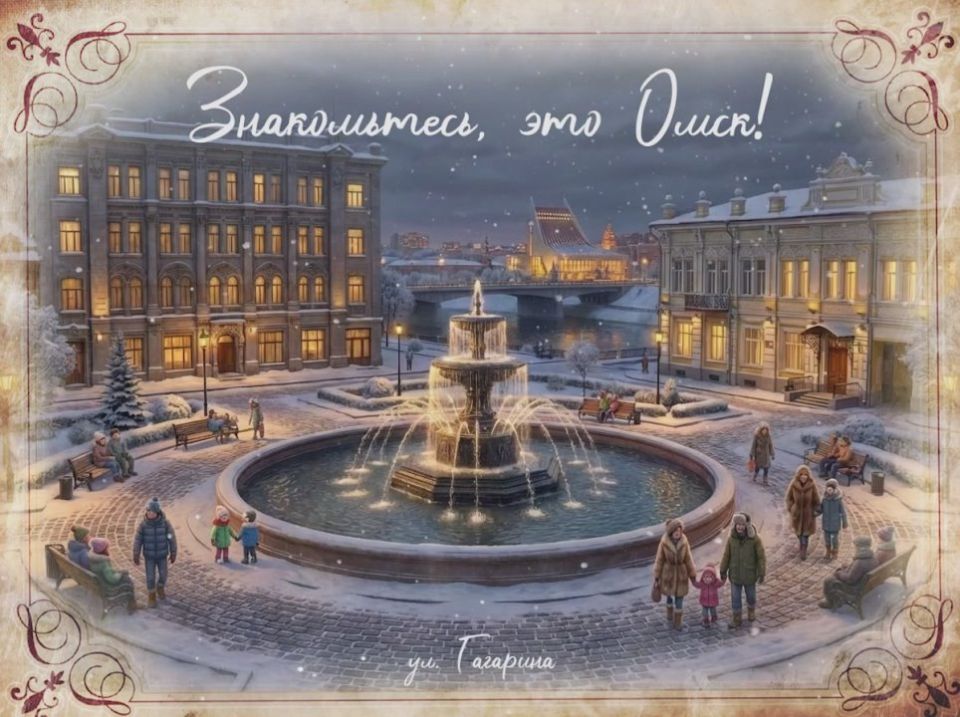 Открытка №2 исполнена по мотивам второго выпуска проекта 12 канала «Знакомьтесь, это Омск!» (12+), который рассказывает об улице Гагарина