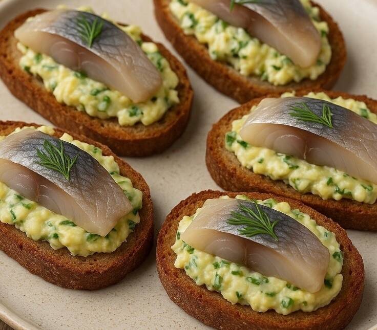 Необычные закусочные бутерброды с селедкой