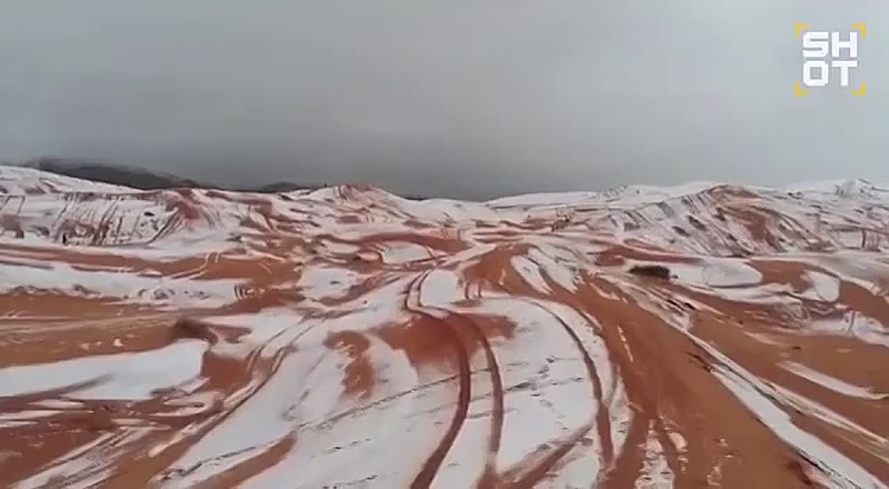 В пустыне Сахара выпал снег