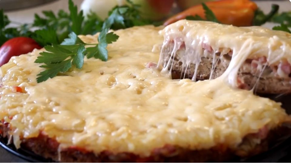 Овощная пицца-пирог перевертыш: быстро, просто и вкусно